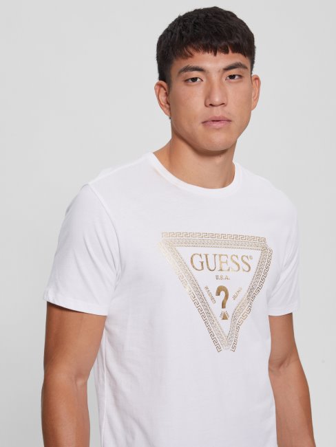 Tee Shirt Chaine Logo Blanc Pur Guess