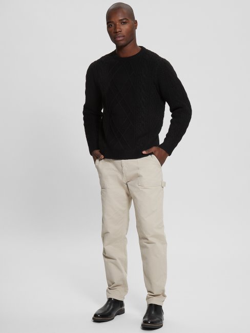 Pull Guess Eco Noir En Maille Torsadée