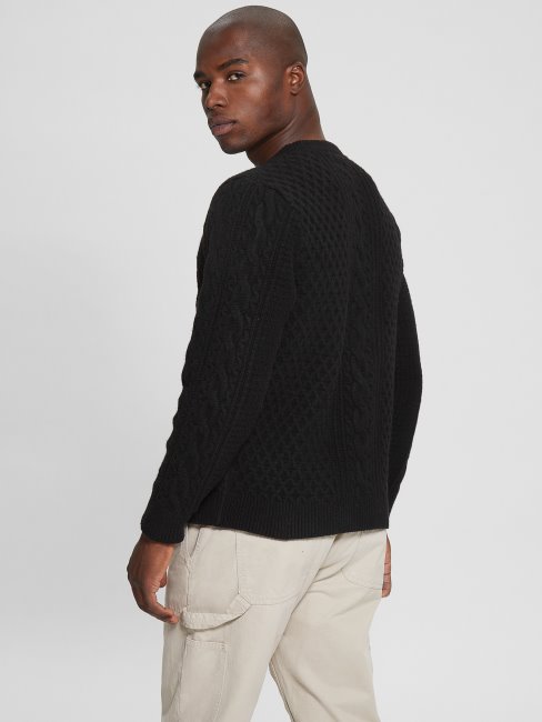 Pull Guess Eco Noir En Maille Torsadée
