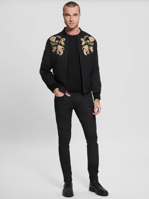 Veste De Vol Brodée Guess Maxim Noir De Jais