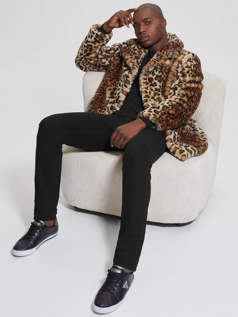 Manteau Marron Multi Léopard En Fausse Fourrure Guess