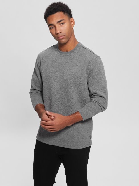 T-shirt à Manches Longues En Jacquard Gris à Jacquard De Pivoine Guess Guess