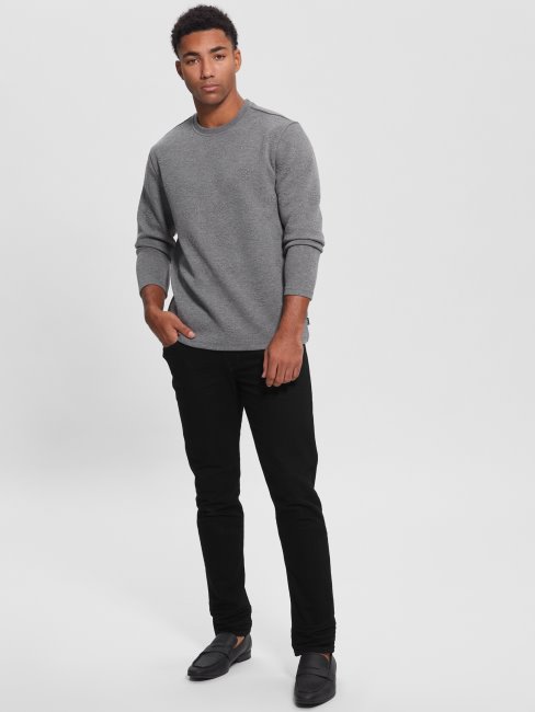 T-shirt à Manches Longues En Jacquard Gris à Jacquard De Pivoine Guess Guess