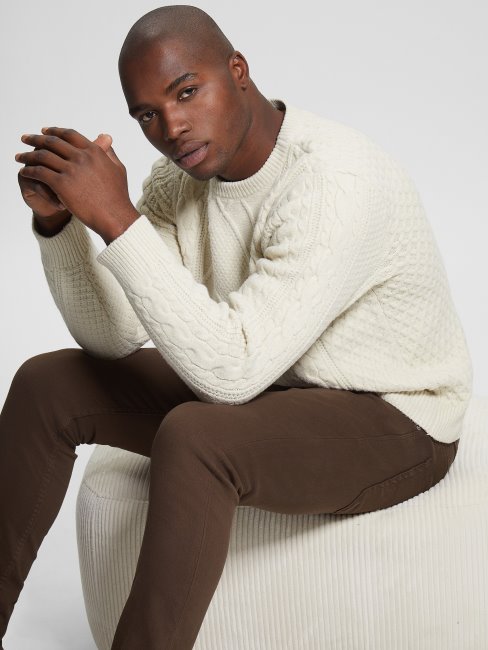 Pull Torsade Eco Guess Perle Ecru