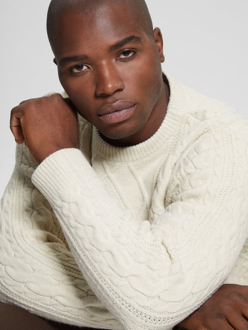 Pull Torsade Eco Guess Perle Ecru