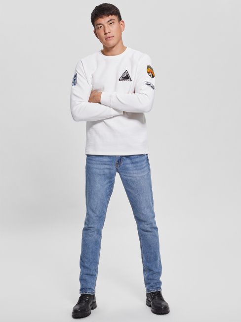 T-shirt à Manches Longues Patch Multi Guess Myles Blanc Sel