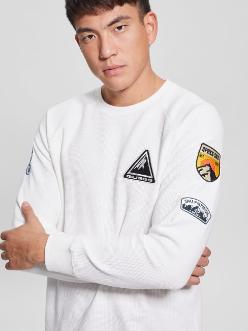 T-shirt à Manches Longues Patch Multi Guess Myles Blanc Sel