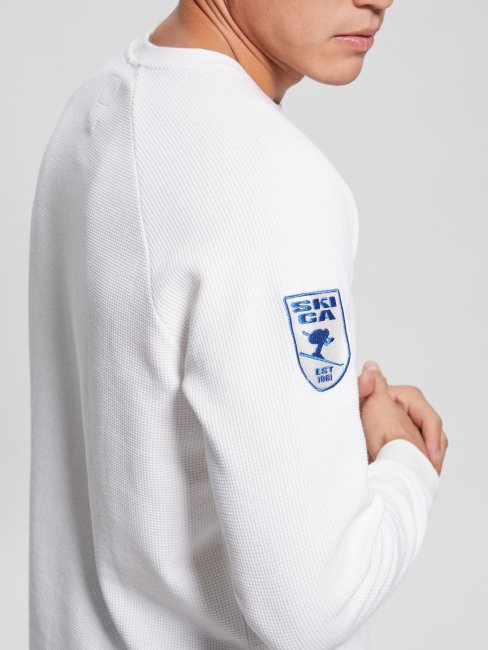 T-shirt à Manches Longues Patch Multi Guess Myles Blanc Sel