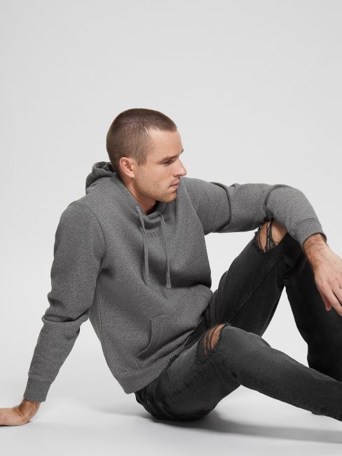 Guess Eco Roy Sweat à Capuche Avec Logo Night Dark Heather