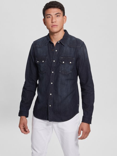 Chemise Western En Denim Regular-fit Brouillard De Minuit Guess