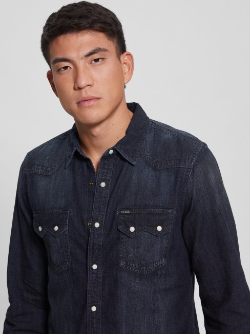 Chemise Western En Denim Regular-fit Brouillard De Minuit Guess