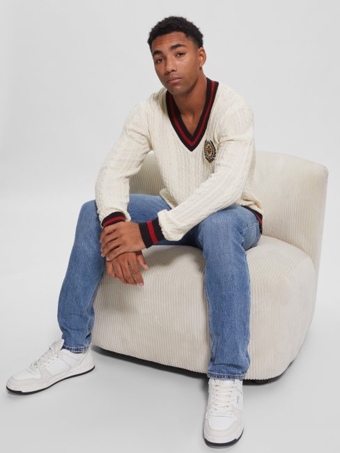 Sweat Torsadé Patch Roderic Guess Blanc Pur