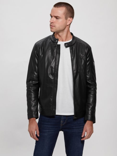 Veste De Motard En Similicuir Guess Noir De Jais