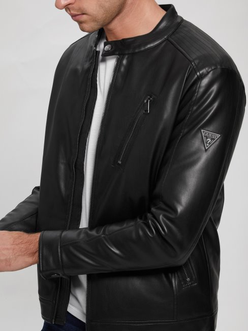 Veste De Motard En Similicuir Guess Noir De Jais