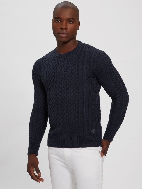 Guess Paise Pull En Laine Mélangée Norvégienne Bleu élégant