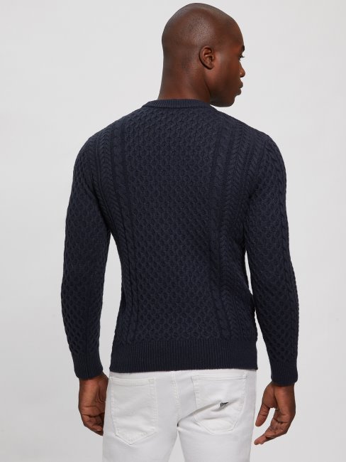 Guess Paise Pull En Laine Mélangée Norvégienne Bleu élégant