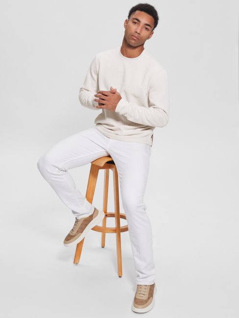 T-shirt à Manches Longues En Jacquard Avec Logo Guess Guess Ston En Jacquard Pivoine