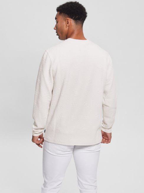 T-shirt à Manches Longues En Jacquard Avec Logo Guess Guess Ston En Jacquard Pivoine