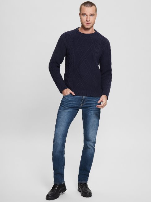 Pull éco Torsadé Bleu élégant Guess