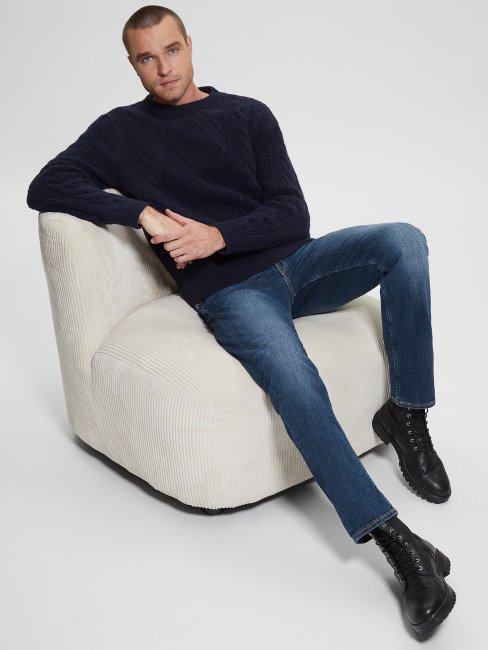 Pull éco Torsadé Bleu élégant Guess