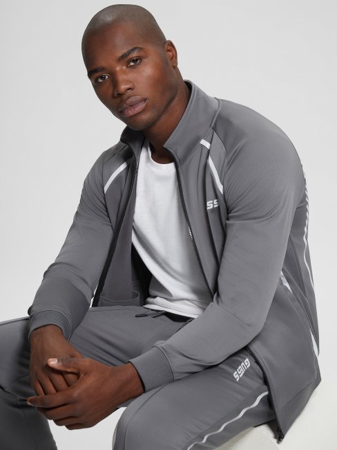 Sweat Zip Bemount Eco Gris Acier Guess