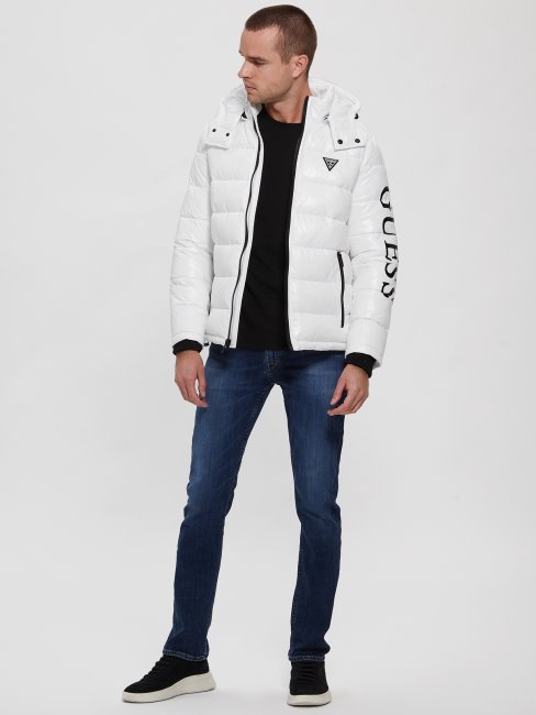 Anthony Logo Doudoune Guess Blanc Pur Multi