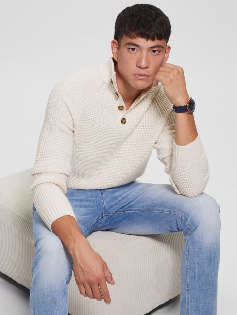 Pull En Maille Gaufrée écologique Guess Stone En Sourdine