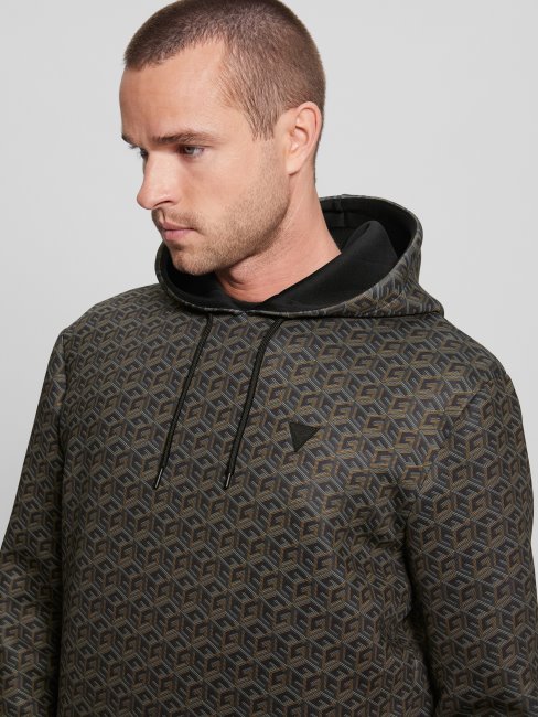 Colin Logo Sweat à Capuche Macro G Cube Brown Combo Guess