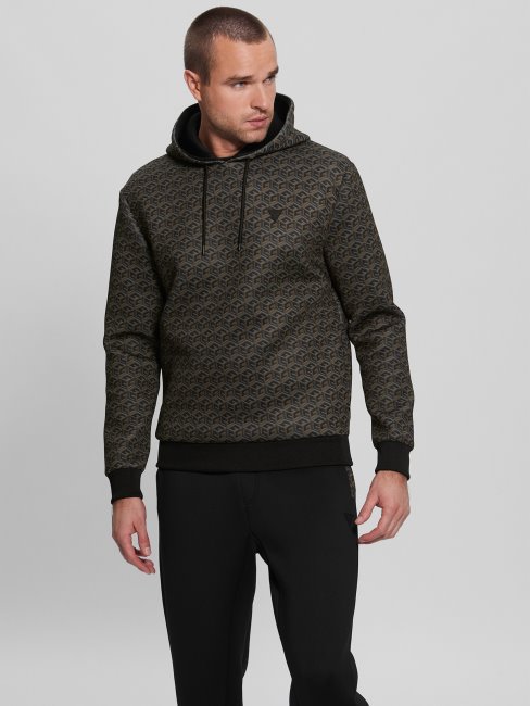 Colin Logo Sweat à Capuche Macro G Cube Brown Combo Guess