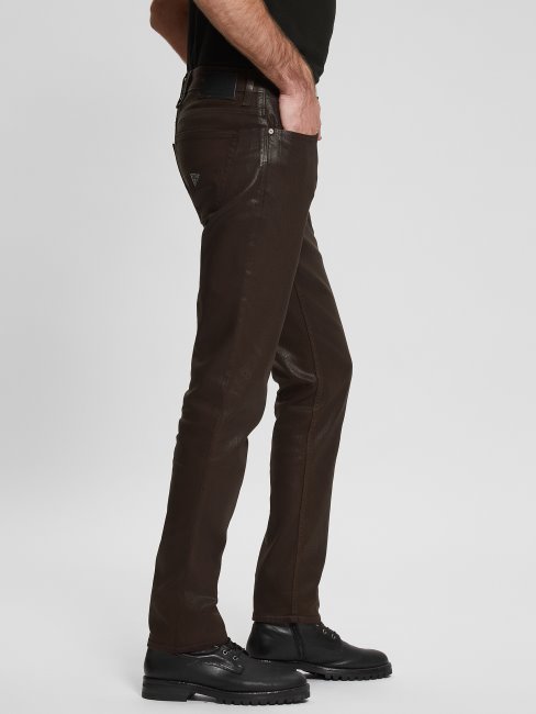 Jeans Fuselés Enduits Guess Brownie Au Chocolat Enduits