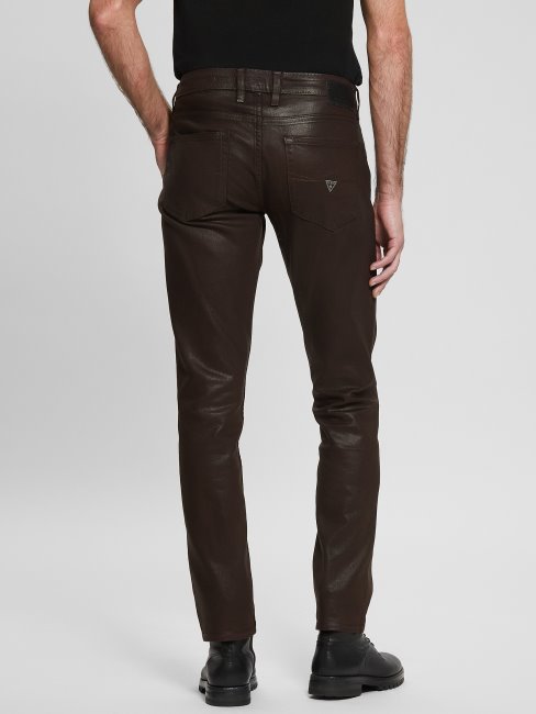 Jeans Fuselés Enduits Guess Brownie Au Chocolat Enduits