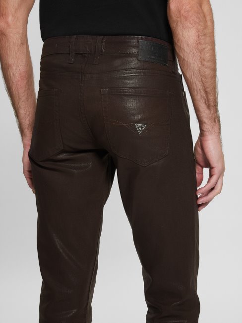 Jeans Fuselés Enduits Guess Brownie Au Chocolat Enduits