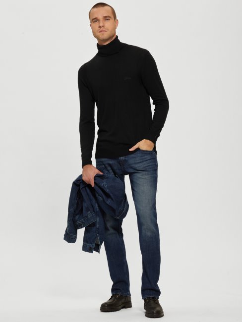 Guess Chandail à Col Roulé Eco Percival Noir De Jais