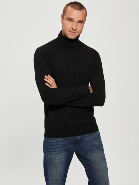 Guess Chandail à Col Roulé Eco Percival Noir De Jais