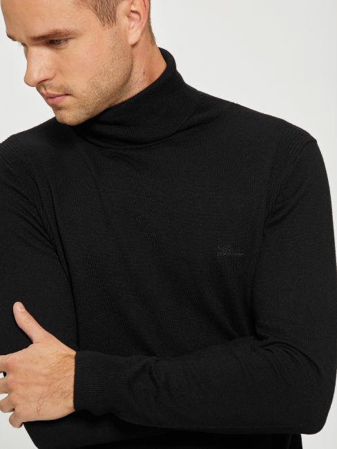Guess Chandail à Col Roulé Eco Percival Noir De Jais