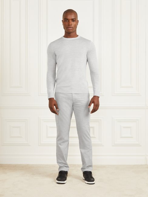 Pull à Col Rond En Laine Mérinos Light Stone Heather Guess