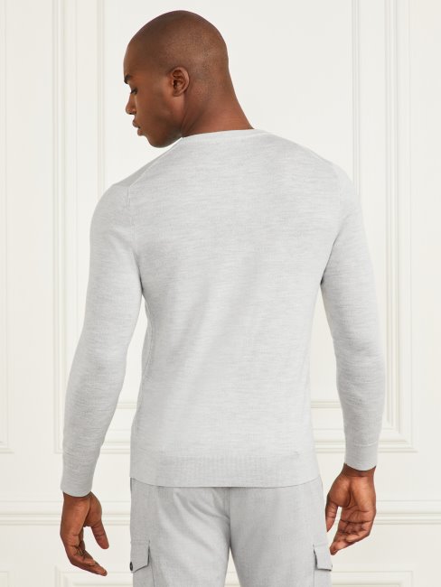 Pull à Col Rond En Laine Mérinos Light Stone Heather Guess