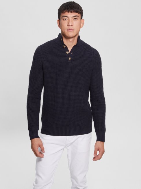 Pull Gaufré écologique Bleu élégant Guess