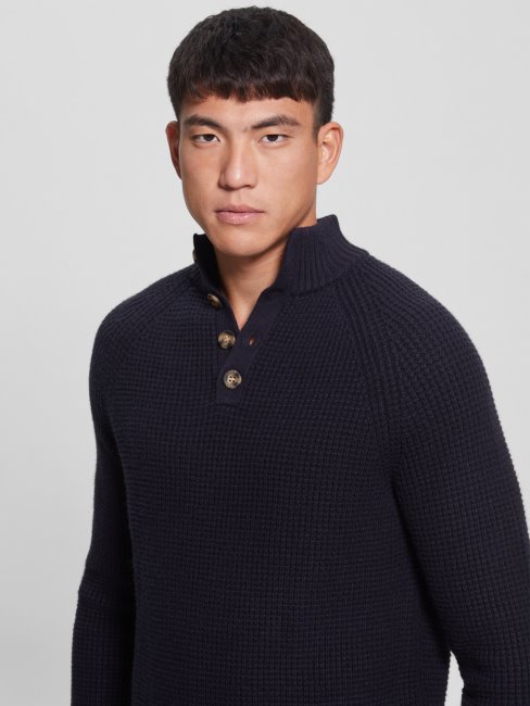 Pull Gaufré écologique Bleu élégant Guess