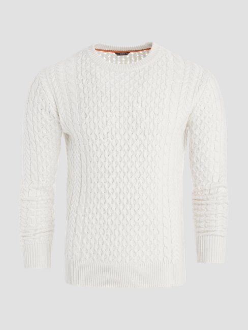 Pull Blanc Chiné En Laine Norvégienne Paise