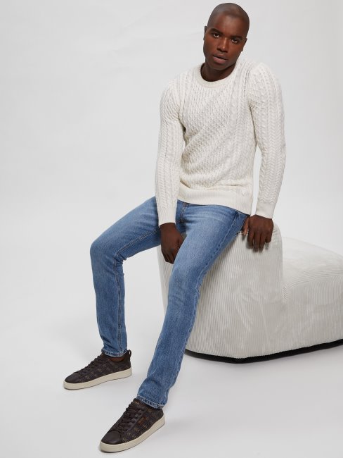 Pull Blanc Chiné En Laine Norvégienne Paise