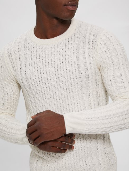 Pull Blanc Chiné En Laine Norvégienne Paise