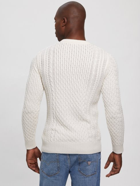 Pull Blanc Chiné En Laine Norvégienne Paise
