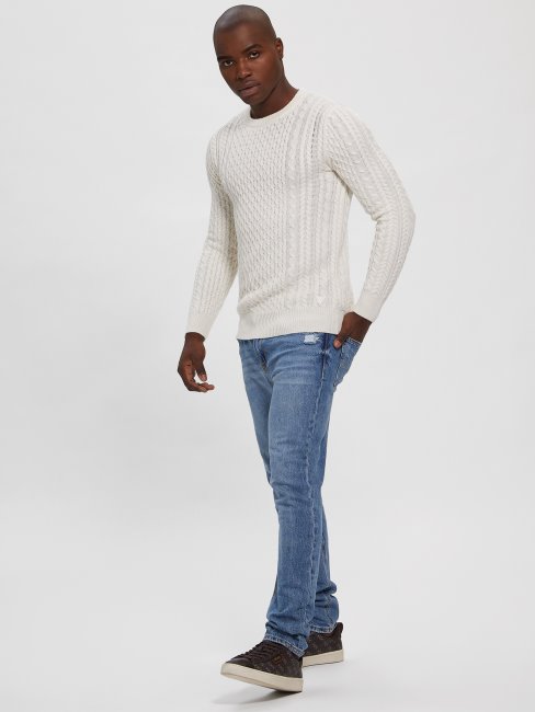 Pull Blanc Chiné En Laine Norvégienne Paise