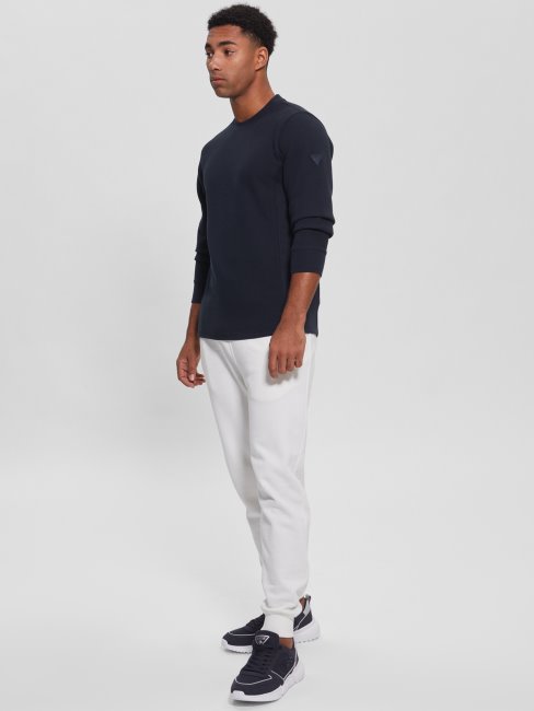 T-shirt Manches Longues Gaufré Guess Myles Bleu élégant