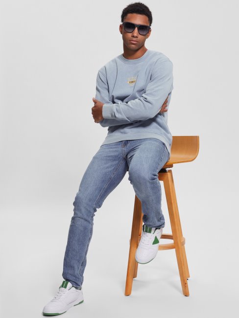 Guess Parisian Roof Bleu Ustin Sweat Logo Brodé