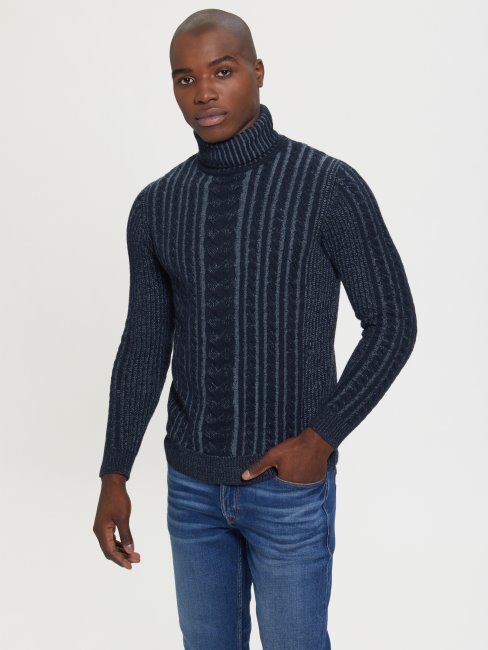 Pull Torsadé En Laine Mélangée Phil Guess Navy Heather Combo