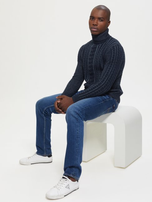 Pull Torsadé En Laine Mélangée Phil Guess Navy Heather Combo