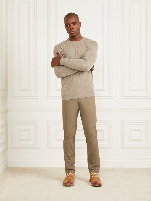 Pull à Col Rond En Cachemire Mélangé Chiné Terre Cuite