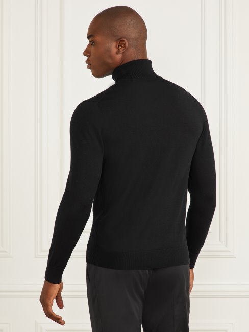 Pull à Col Roulé En Laine Mérinos Jet Black Guess